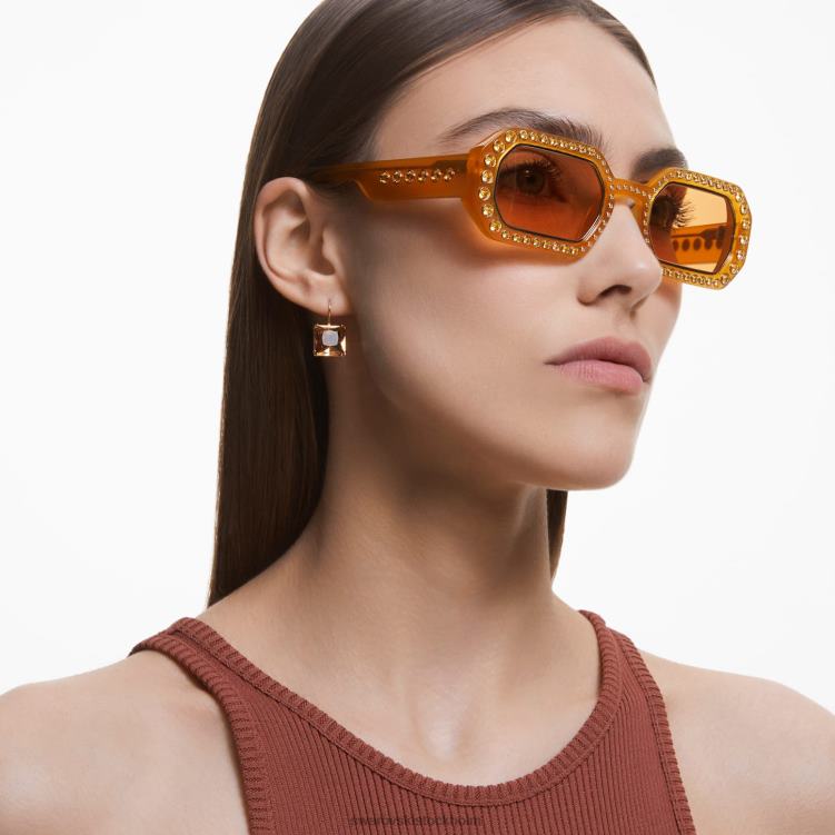 Swarovski solglasögon oktagon form P28L1451 Tillbehör pave, sk0345 39e, orange